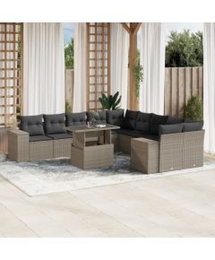 vidaXL vidaXL 11-cz. zestaw mebli ogrodowych z poduszkami, szary rattan PE Dārza mēbeļu komplekti