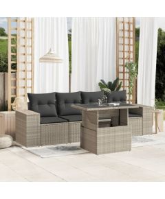 vidaXL vidaXL 5-cz. zestaw mebli do ogrodu, poduszki, jasnoszary rattan PE Dārza mēbeļu komplekti