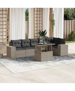 vidaXL vidaXL 7-cz. zestaw wypoczynkowy do ogrodu, z poduszkami, jasnoszary Dārza mēbeļu komplekti