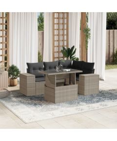 vidaXL vidaXL 5-cz. zestaw mebli do ogrodu, poduszki, jasnoszary rattan PE Dārza mēbeļu komplekti