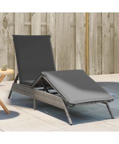 vidaXL vidaXL Leżak z poduszką, szary, polirattan Шезлонги и пляжные стулья