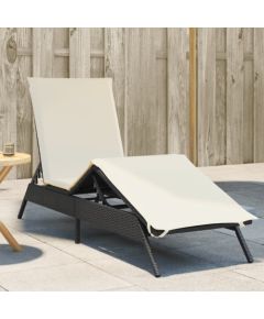 vidaXL vidaXL Leżak z poduszką, czarny, polirattan Шезлонги и пляжные стулья
