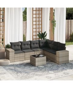 vidaXL vidaXL 7-cz. zestaw wypoczynkowy do ogrodu, z poduszkami, jasnoszary Dārza mēbeļu komplekti