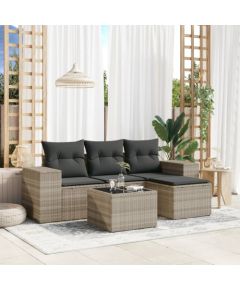 vidaXL vidaXL 5-cz. zestaw mebli do ogrodu, poduszki, jasnoszary rattan PE Dārza mēbeļu komplekti