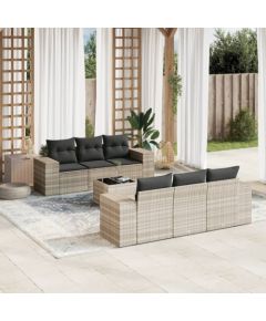 vidaXL vidaXL 7-cz. zestaw wypoczynkowy do ogrodu, z poduszkami, jasnoszary Dārza mēbeļu komplekti