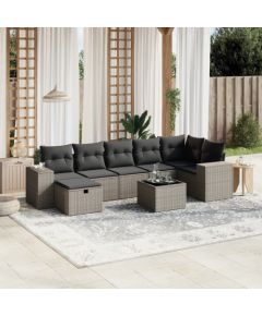 vidaXL vidaXL 8-cz. zestaw mebli ogrodowych, poduszki, jasnoszary polirattan Dārza mēbeļu komplekti