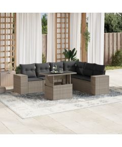 vidaXL vidaXL 7-cz. zestaw wypoczynkowy do ogrodu, z poduszkami, jasnoszary Dārza mēbeļu komplekti