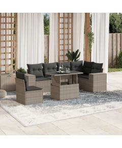 vidaXL vidaXL 7-cz. zestaw wypoczynkowy do ogrodu, z poduszkami, jasnoszary Dārza mēbeļu komplekti