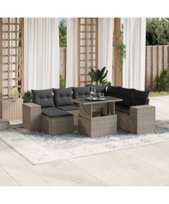 vidaXL vidaXL 8-cz. zestaw mebli ogrodowych, poduszki, jasnoszary polirattan Dārza mēbeļu komplekti