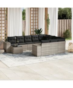 vidaXL vidaXL 11-cz. zestaw mebli ogrodowych z poduszkami, szary rattan PE Dārza mēbeļu komplekti