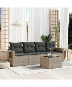 vidaXL vidaXL 5-cz. zestaw mebli do ogrodu, poduszki, jasnoszary rattan PE Dārza mēbeļu komplekti