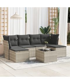 vidaXL vidaXL 7-cz. zestaw wypoczynkowy do ogrodu, z poduszkami, jasnoszary Dārza mēbeļu komplekti