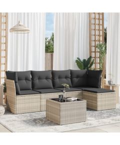 vidaXL vidaXL 6-cz. zestaw mebli ogrodowych, z poduszkami, jasnoszary Dārza mēbeļu komplekti