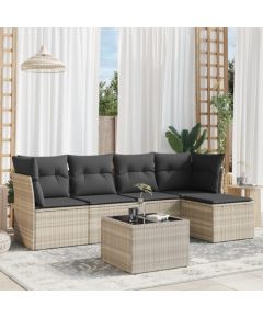 vidaXL vidaXL 6-cz. zestaw mebli ogrodowych, z poduszkami, jasnoszary Dārza mēbeļu komplekti