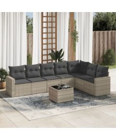 vidaXL vidaXL 8-cz. zestaw mebli ogrodowych, poduszki, jasnoszary polirattan Dārza mēbeļu komplekti