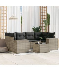 vidaXL vidaXL 7-cz. zestaw wypoczynkowy do ogrodu, z poduszkami, jasnoszary Dārza mēbeļu komplekti