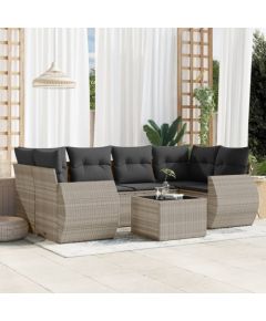 vidaXL vidaXL 7-cz. zestaw wypoczynkowy do ogrodu, z poduszkami, jasnoszary Dārza mēbeļu komplekti