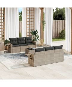 vidaXL vidaXL 7-cz. zestaw wypoczynkowy do ogrodu, z poduszkami, jasnoszary Dārza mēbeļu komplekti