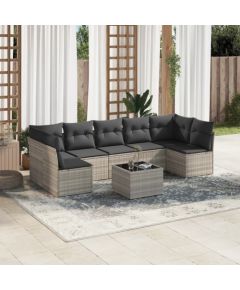 vidaXL vidaXL 8-cz. zestaw mebli ogrodowych, poduszki, jasnoszary polirattan Dārza mēbeļu komplekti