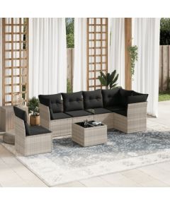 vidaXL vidaXL 7-cz. zestaw wypoczynkowy do ogrodu, z poduszkami, jasnoszary Dārza mēbeļu komplekti