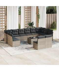 vidaXL vidaXL 13-cz. zestaw mebli ogrodowych, z poduszkami, jasnoszary Dārza mēbeļu komplekti