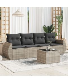 vidaXL vidaXL 5-cz. zestaw mebli do ogrodu, poduszki, jasnoszary rattan PE Dārza mēbeļu komplekti