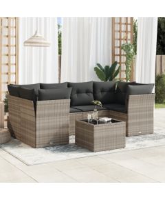 vidaXL vidaXL 7-cz. zestaw wypoczynkowy do ogrodu, z poduszkami, jasnoszary Dārza mēbeļu komplekti