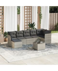 vidaXL vidaXL 8-cz. zestaw mebli ogrodowych, poduszki, jasnoszary polirattan Dārza mēbeļu komplekti