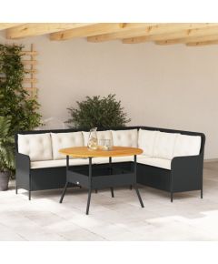 vidaXL vidaXL 2-cz. zestaw wypoczynkowy do ogrodu, poduszki, czarny rattan PE Dārza mēbeļu komplekti