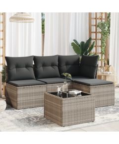 vidaXL vidaXL 5-cz. zestaw mebli do ogrodu, poduszki, jasnoszary rattan PE Dārza mēbeļu komplekti