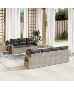 vidaXL vidaXL 8-cz. zestaw mebli ogrodowych, poduszki, jasnoszary polirattan Dārza mēbeļu komplekti