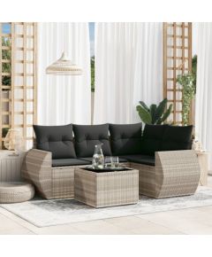 vidaXL vidaXL 5-cz. zestaw mebli do ogrodu, poduszki, jasnoszary rattan PE Dārza mēbeļu komplekti