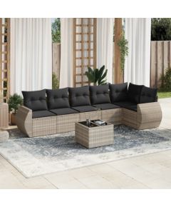 vidaXL vidaXL 7-cz. zestaw wypoczynkowy do ogrodu, z poduszkami, jasnoszary Dārza mēbeļu komplekti