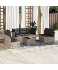 vidaXL vidaXL 8-cz. zestaw mebli ogrodowych, poduszki, jasnoszary polirattan Dārza mēbeļu komplekti