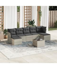 vidaXL vidaXL 8-cz. zestaw mebli ogrodowych, poduszki, jasnoszary polirattan Dārza mēbeļu komplekti