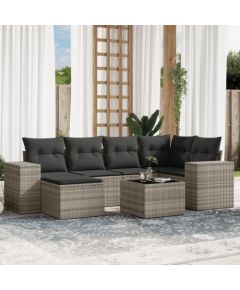 vidaXL vidaXL 7-cz. zestaw wypoczynkowy do ogrodu, z poduszkami, jasnoszary Dārza mēbeļu komplekti