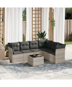 vidaXL vidaXL 7-cz. zestaw wypoczynkowy do ogrodu, z poduszkami, jasnoszary Dārza mēbeļu komplekti