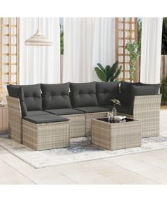 vidaXL vidaXL 7-cz. zestaw wypoczynkowy do ogrodu, z poduszkami, jasnoszary Dārza mēbeļu komplekti