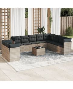 vidaXL vidaXL 11-cz. zestaw mebli ogrodowych z poduszkami, szary rattan PE Dārza mēbeļu komplekti