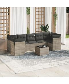 vidaXL vidaXL 8-cz. zestaw mebli ogrodowych, poduszki, jasnoszary polirattan Dārza mēbeļu komplekti