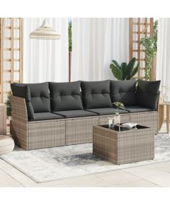 vidaXL vidaXL 5-cz. zestaw mebli do ogrodu, poduszki, jasnoszary rattan PE Dārza mēbeļu komplekti