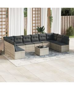 vidaXL vidaXL 11-cz. zestaw mebli ogrodowych z poduszkami, szary rattan PE Dārza mēbeļu komplekti