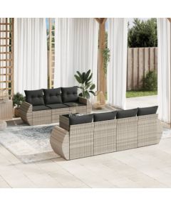 vidaXL vidaXL 8-cz. zestaw mebli ogrodowych, poduszki, jasnoszary polirattan Dārza mēbeļu komplekti