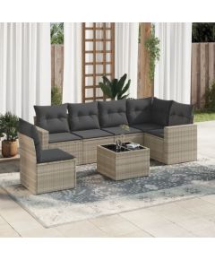 vidaXL vidaXL 7-cz. zestaw wypoczynkowy do ogrodu, z poduszkami, jasnoszary Dārza mēbeļu komplekti