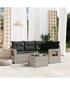 vidaXL vidaXL 5-cz. zestaw mebli do ogrodu, poduszki, jasnoszary rattan PE Dārza mēbeļu komplekti