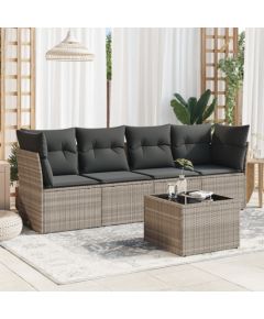 vidaXL vidaXL 5-cz. zestaw mebli do ogrodu, poduszki, jasnoszary rattan PE Dārza mēbeļu komplekti