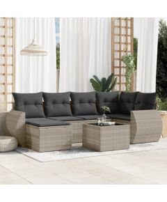 vidaXL vidaXL 7-cz. zestaw wypoczynkowy do ogrodu, z poduszkami, jasnoszary Dārza mēbeļu komplekti