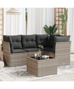 vidaXL vidaXL 5-cz. zestaw mebli do ogrodu, poduszki, jasnoszary rattan PE Dārza mēbeļu komplekti
