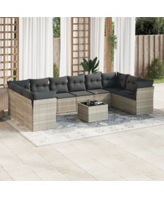 vidaXL vidaXL 11-cz. zestaw mebli ogrodowych z poduszkami, szary rattan PE Dārza mēbeļu komplekti