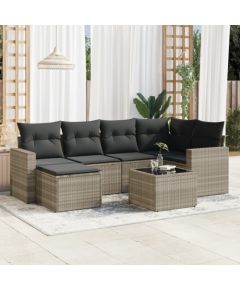 vidaXL vidaXL 7-cz. zestaw wypoczynkowy do ogrodu, z poduszkami, jasnoszary Dārza mēbeļu komplekti